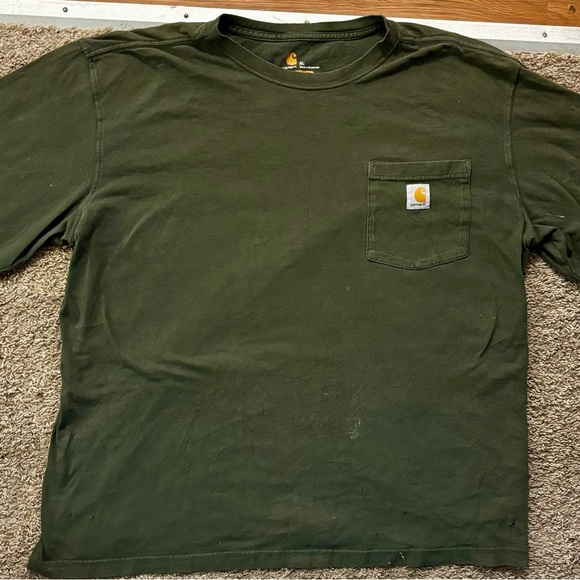 Carhartt Men's Green and Khaki Shirt Men size XL Has some wear Work/outdoor top - Picture 5 of 16